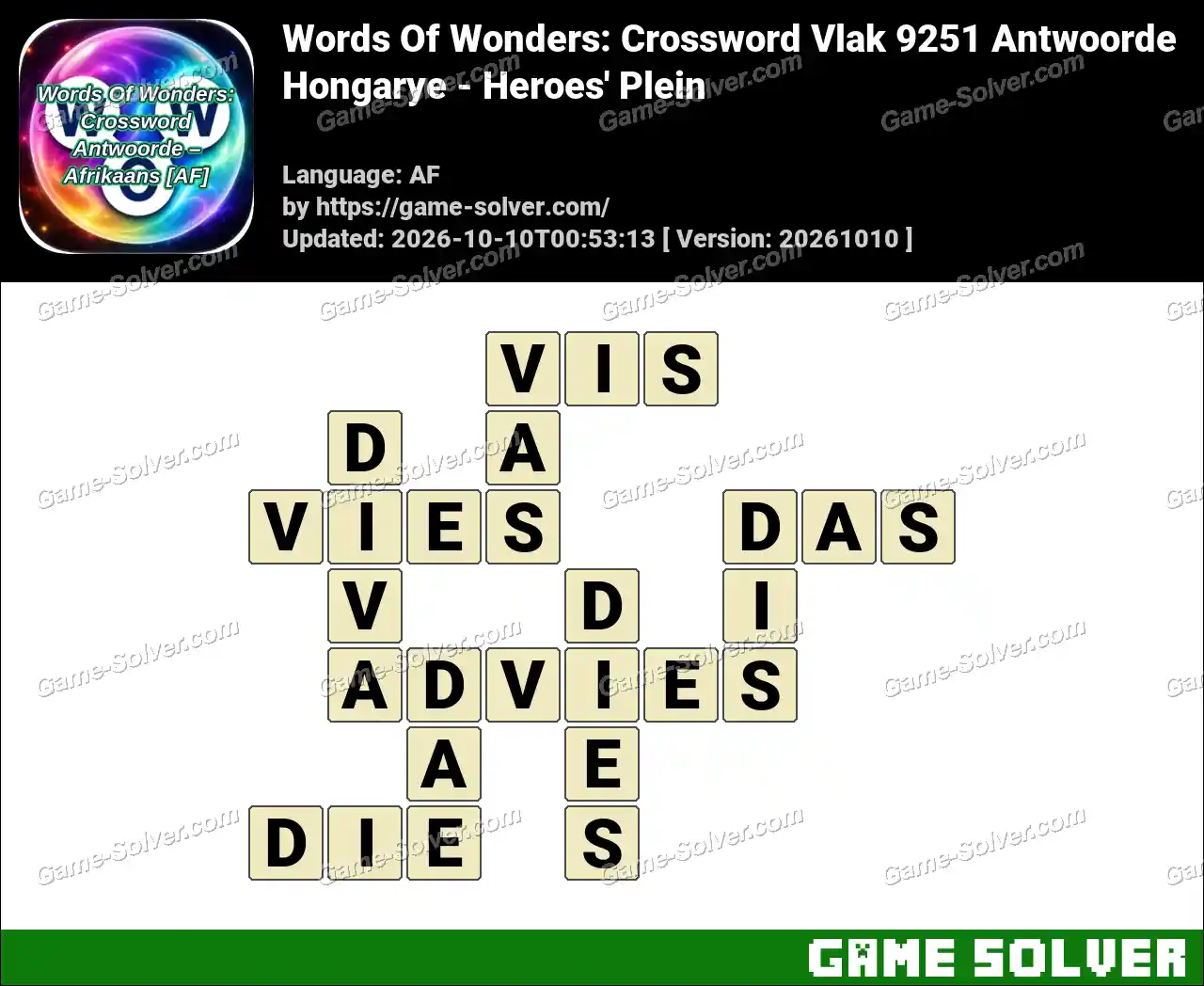 Words Of Wonders: Crossword Vlak 9251 Antwoorde – Hongarye – Heroes’ Plein
